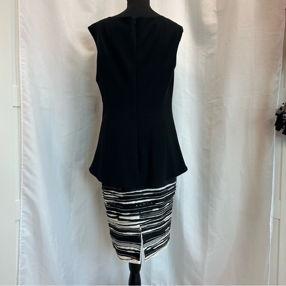 LAFAYETTE New York black white asymmetrical sleeveless peplum sequin dress 10 - Picture 3 of 11